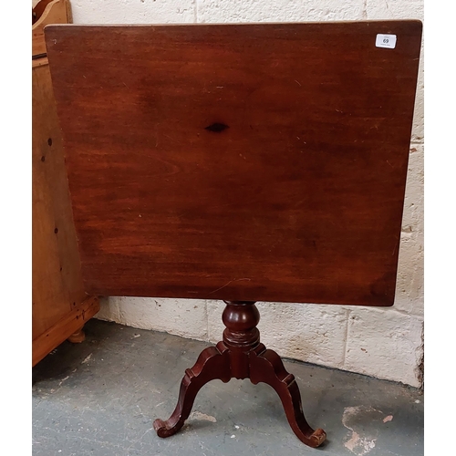 69 - Mahogany Tip Up Occasional Table on Pod Base - C. 80cm W x 66cm D x 71cm H