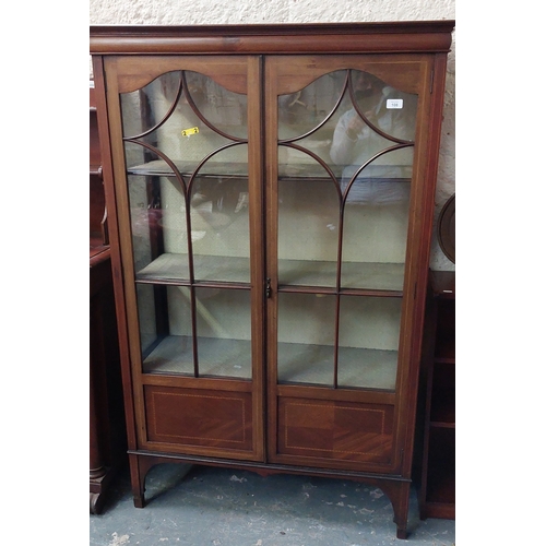 108 - Edwardian Inlaid Mahogany Display Cabinet with Astral Glazed Doors - C. 98cm W x 40cm D x 152cm H