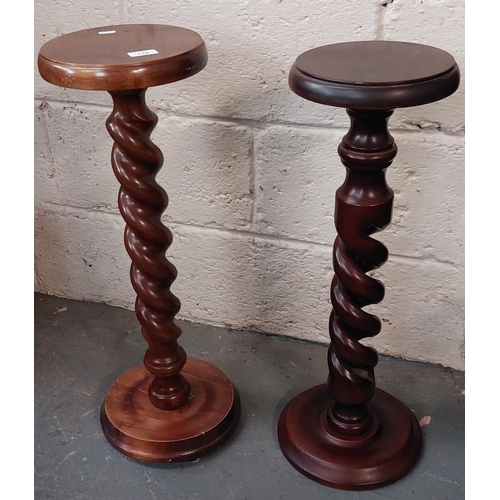 119 - 2 Barley Twist Mahogany Torchers Stands - C. 73cm H