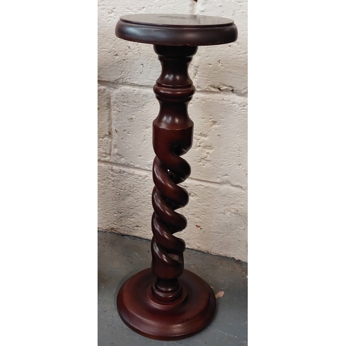 119 - 2 Barley Twist Mahogany Torchers Stands - C. 73cm H