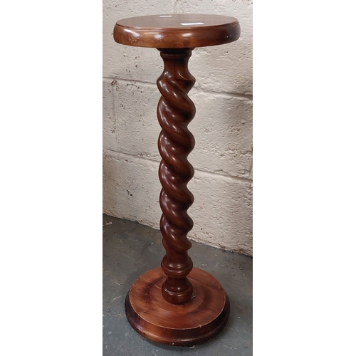 119 - 2 Barley Twist Mahogany Torchers Stands - C. 73cm H