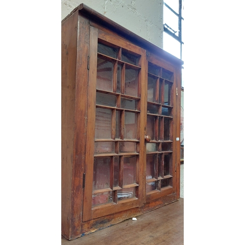 125 - Pine Arts & Crafts Style Shelved Cabinet - C. 96cm W x 24cm D x 110cm H