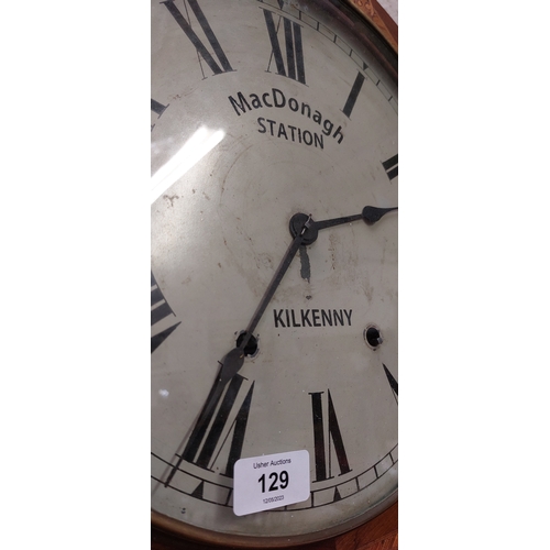 129 - Inlaid MacDonagh Station Kilkenny Wall Clock