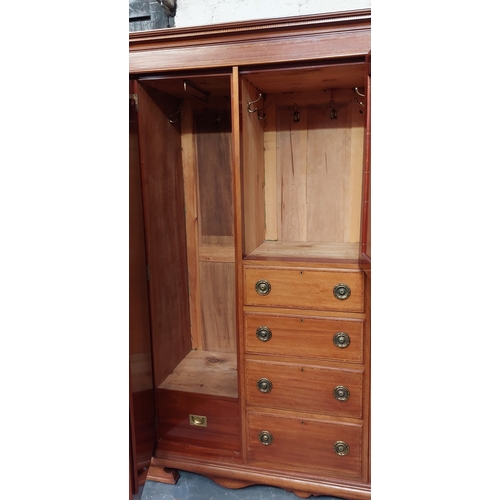 88 - Victorian Mahogany Inlaid Wardrobe. Central Door over 4 Drawers with Mirror Door to both Sides - Eac... 