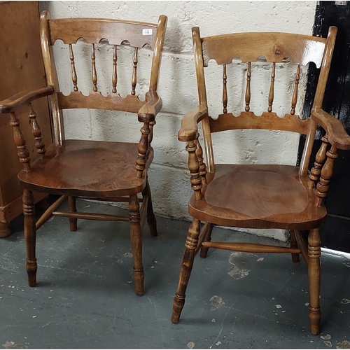 179 - Pair of Elm Seated Country Style Armchairs