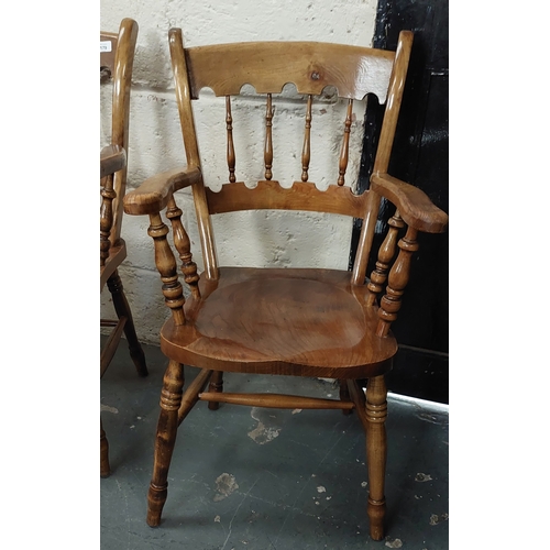 179 - Pair of Elm Seated Country Style Armchairs