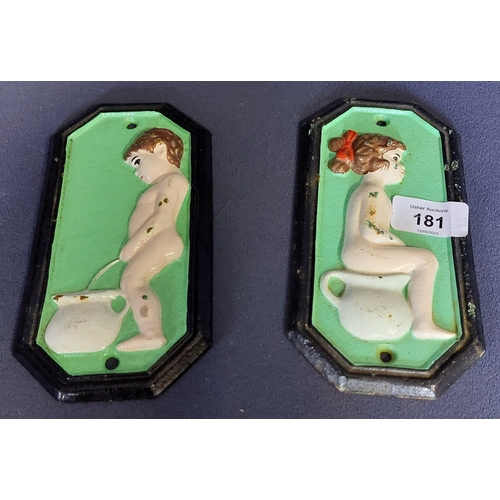 181 - Pair of Cast Metal Restroom Plaques