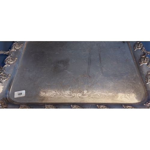 186 - Large Heavy Plated Serving Tray - C. 74cm x 46cm