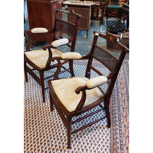 192 - Ladies & Gents Inlaid Armchairs by WJ Hicks