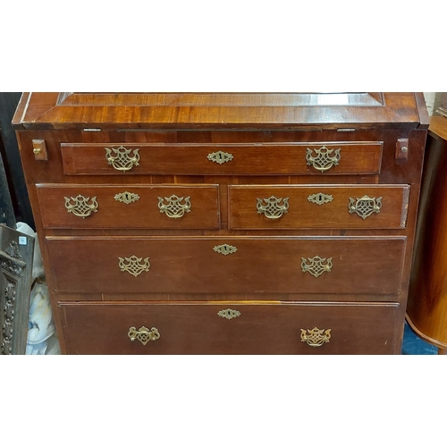 198 - Victorian Mahogany Writing Bureau with 5 Drawers - C. 94cm W x 53cm D x 110cm H