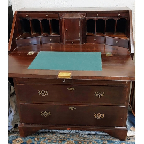 198 - Victorian Mahogany Writing Bureau with 5 Drawers - C. 94cm W x 53cm D x 110cm H