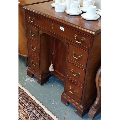 206 - Neat Victorian Mahogany Kneehole Writing Desk - C. 80cm W x 45cm D x 80cm H