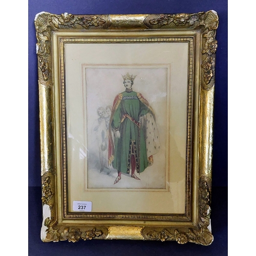 237 - Gilt Framed Watercolour of Prince Albert in Fancy Dress 1842