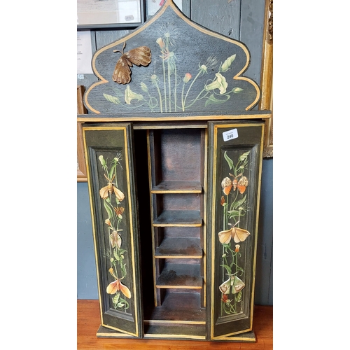 240 - Neat Hand-Painted Wall Hanging Cabinet - C. 49cm W x 22cm D x 91cm H