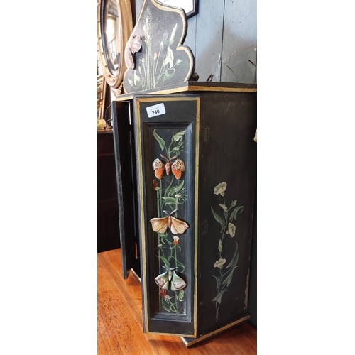 240 - Neat Hand-Painted Wall Hanging Cabinet - C. 49cm W x 22cm D x 91cm H