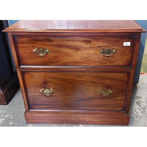 241 - Mahogany 2-Drawer Campaign Style Chest with Brass Handles - C. 81cm W x 56cm D x 74cm H