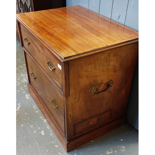 241 - Mahogany 2-Drawer Campaign Style Chest with Brass Handles - C. 81cm W x 56cm D x 74cm H