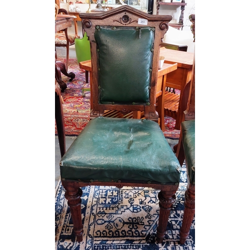 251 - Pair of Victorian Leather Seat Mahogany Hall Chairs - Stamped Gillow