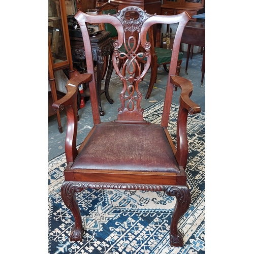 258 - Chippendale Style Mahogany Armchair on Ball & Claw Feet