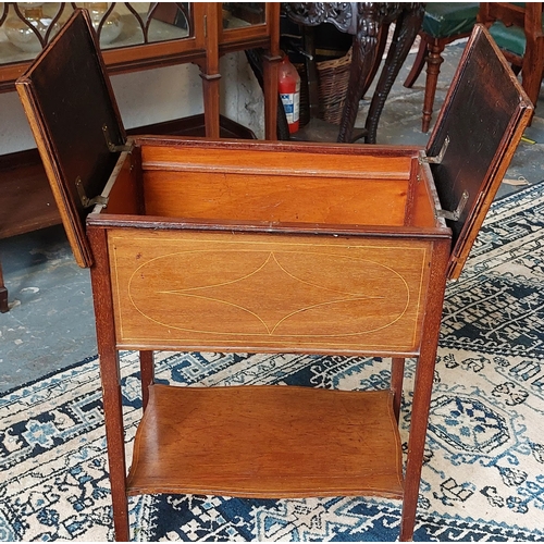 259 - Inlaid & Painted Lift Top Mahogany Sewing Table