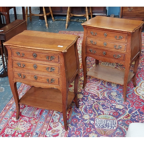 275 - Pair of 3-Drawer Carved Mahogany Chests - C. 51cm W x 35cm D x 71cm H