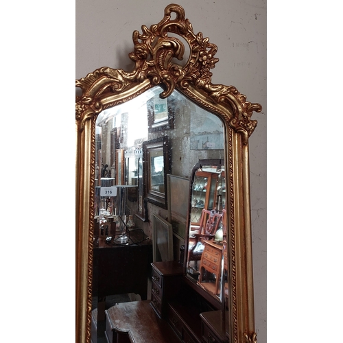 316 - Gilt Narrow Dressing Mirror - C. 49cm W x 177cm H