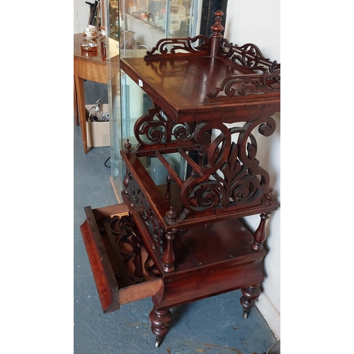 320 - Tall Mahogany Canterbury with Drawer - C. 56cm W x 43cm D x 110cm H