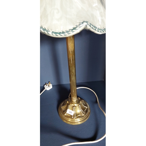 323 - Brass Corinthian Column Table Lamp & Shade - C. 65cm H