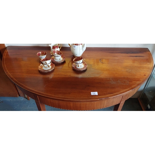 325 - Mahogany Inlaid Half Moon Side Table - C. 128cm W x 63cm D x 72cm H