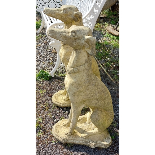 330 - Pair of Stone Seated Hounds - C.80cm H