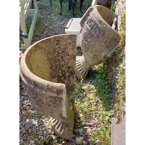 337 - Pair of Stone Half Planters - C. 70cm W x 35cm D x 65cm H