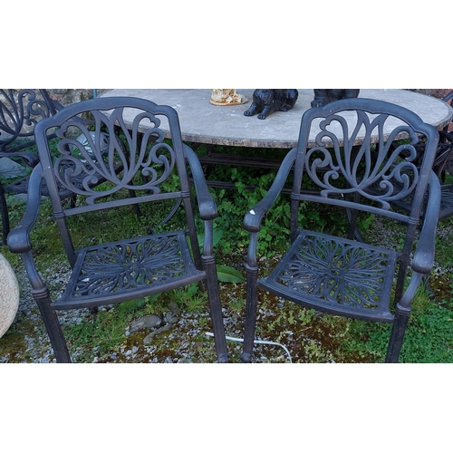 346 - Large Metal Garden Table and 8 Chairs - C. 200cm x 150cm