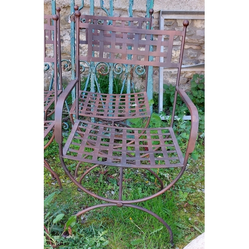 353 - 6 Metal Garden Chairs - 2 Carvers and 4 Chairs