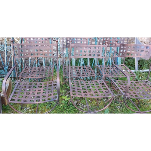 353 - 6 Metal Garden Chairs - 2 Carvers and 4 Chairs