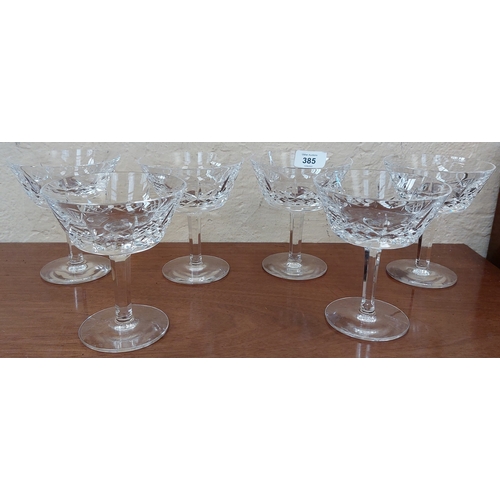 385 - Set of 6 Cut Glass Grapefruit / Dessert Glasses