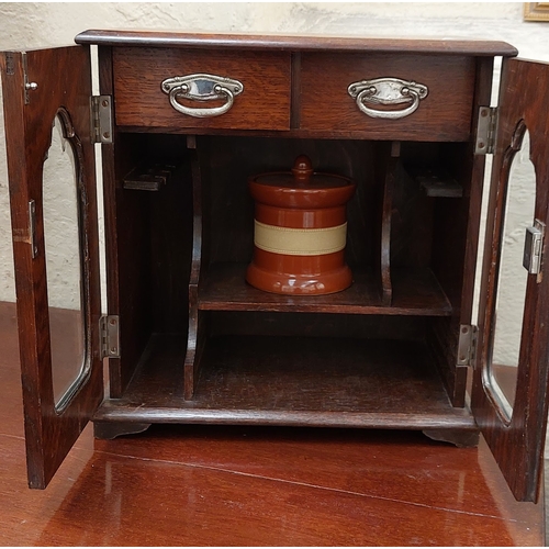 398 - Oak Pipe & Tobacco Fitted Cabinet - C. 35cm W x 21cm D x 35cm H