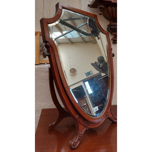 399 - Inlaid Mahogany Georgian Dressing Table Beveled Mirror - C 76cm H x 58cm W