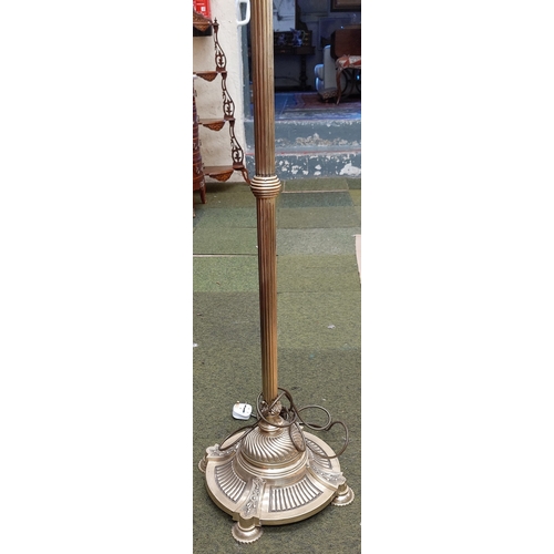 404 - Victorian Brass Corinthian Column Heavy Brass Standard Lamp