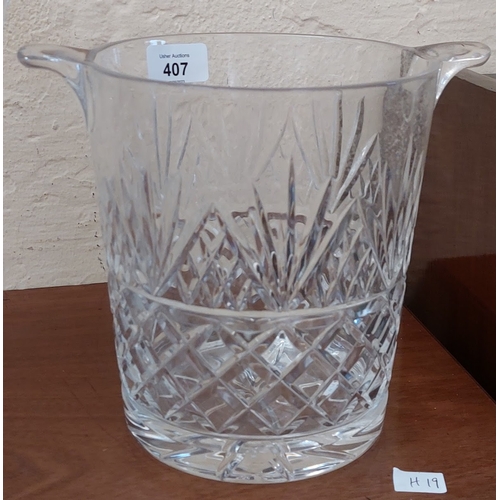 407 - Cut Glass Ice Bucket & Tall Lidded Bowl