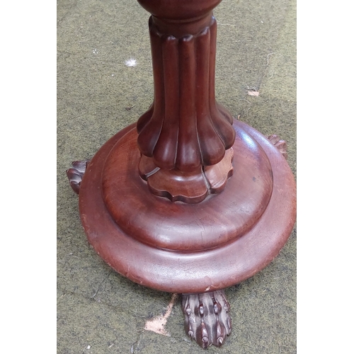 416 - Victorian Mahogany Swivel Top Stool on Round Base with Claw Feet