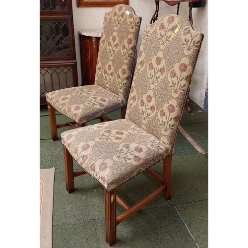 426 - Pair of Upholstered High Back Mahogany Chairs