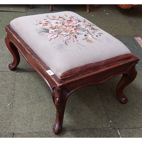 436 - Victorian Tapestry Covered Mahogany Footstool - 63cm W x 48cm D x 31cm H