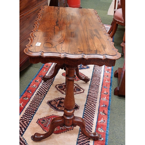 439 - Rosewood Carved Edge Stretcher Base Library Table - C. 50cm W x 42cm D x 81cm H