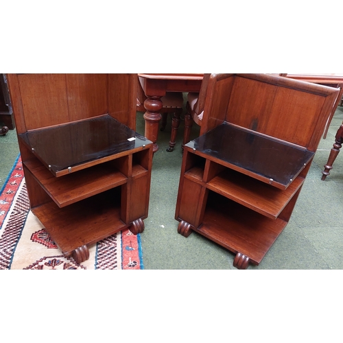 440 - Pair of Art Deco Style Mahogany Bedside Lockers - C. 50cm W x 42cm D x 81cm H