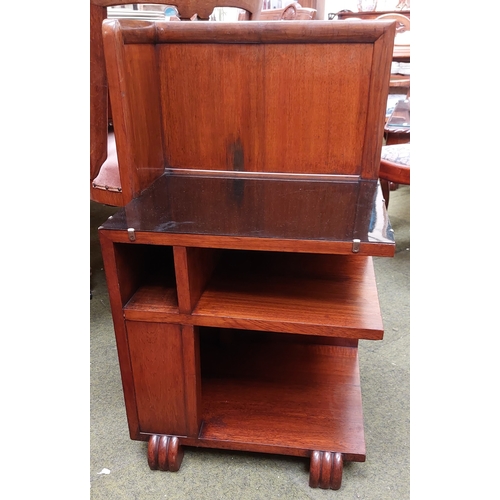 440 - Pair of Art Deco Style Mahogany Bedside Lockers - C. 50cm W x 42cm D x 81cm H