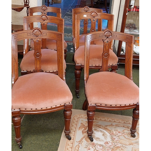 443 - 6 Victorian Carved Mahogany Dining Chairs