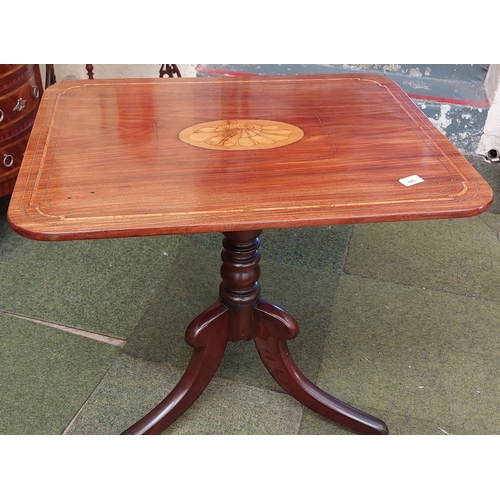 445 - Inlaid Mahogany Occasional Table on Pod Base - C. 65cm W x 57cm D x 69cm H