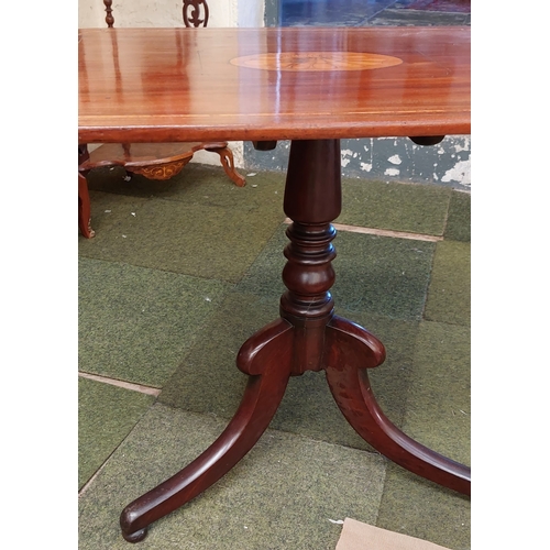 445 - Inlaid Mahogany Occasional Table on Pod Base - C. 65cm W x 57cm D x 69cm H