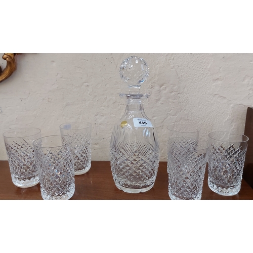 446 - Set of 6 Waterford Glass Tumblers and Decanter