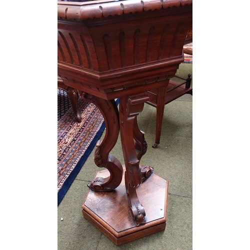 476 - Mahogany Pedestal Plant Stand with lift Top - C. 43cm W x 84cm H